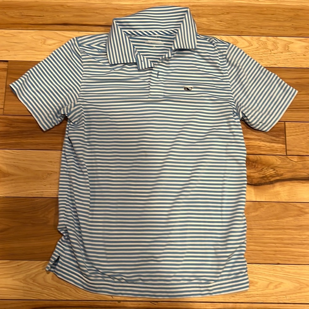 Vineyard vines blue and white striped polo